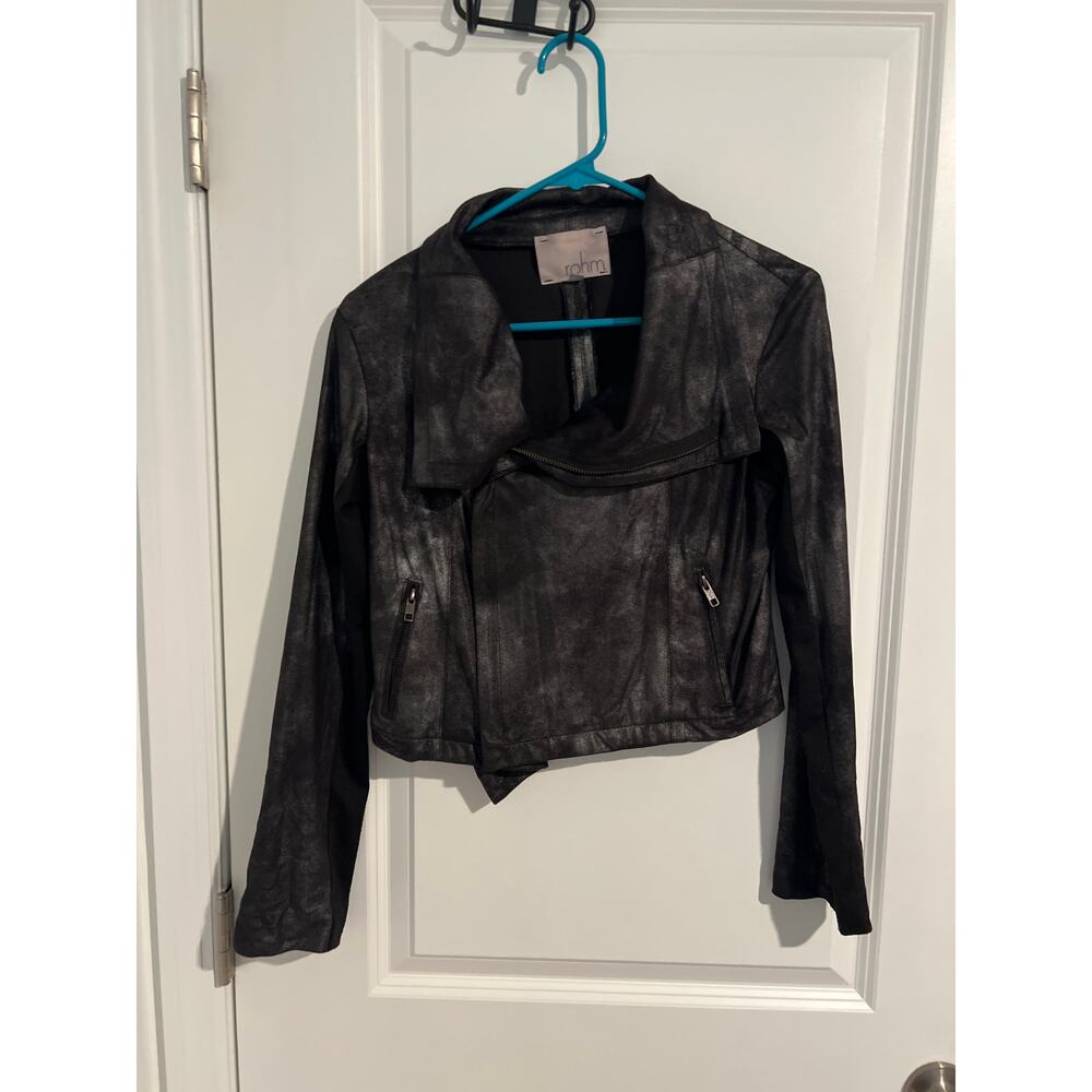 Rohm Soft Faux Leather Moto Jacket – XS Black/Silver